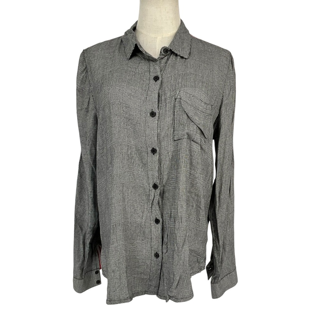 Guess Los Angeles Glen Plaid Button Down Shirt Red Stripe Sleeve L Whimsigoth